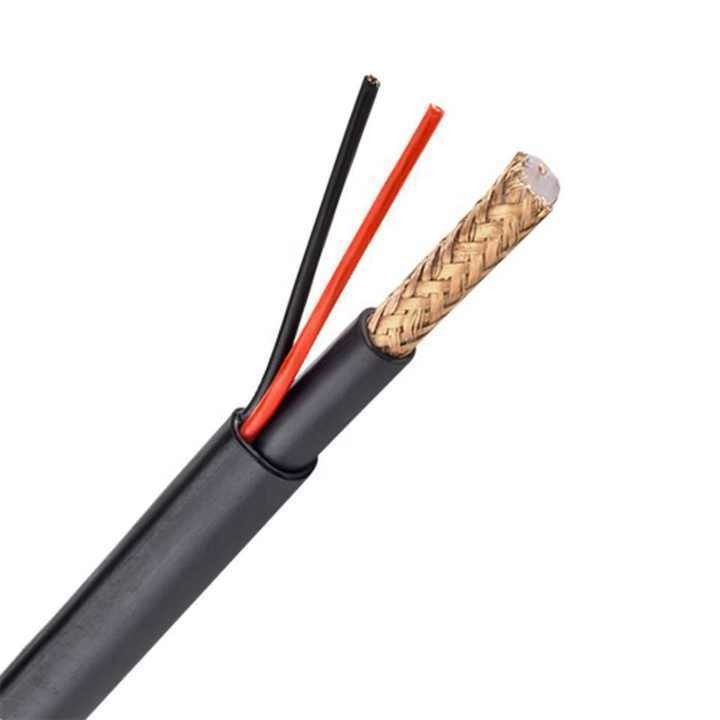 Круглый проволочный кабель камеры видеонаблюдения Rg59 2c Power OEM Rj59 Коаксиальный кабель для системы безопасности