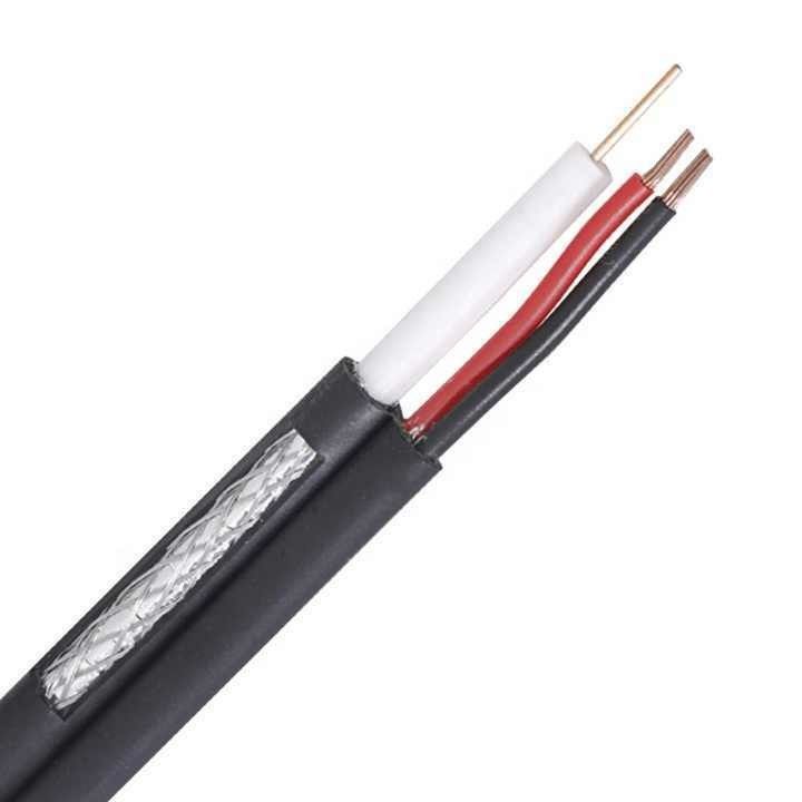 Круглый проволочный кабель камеры видеонаблюдения Rg59 2c Power OEM Rj59 Коаксиальный кабель для системы безопасности