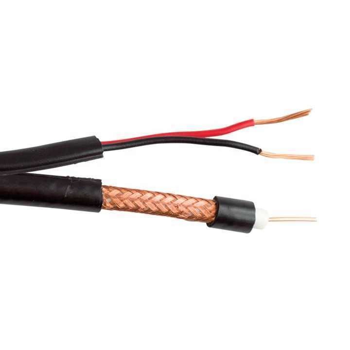 Круглый проволочный кабель камеры видеонаблюдения Rg59 2c Power OEM Rj59 Коаксиальный кабель для системы безопасности